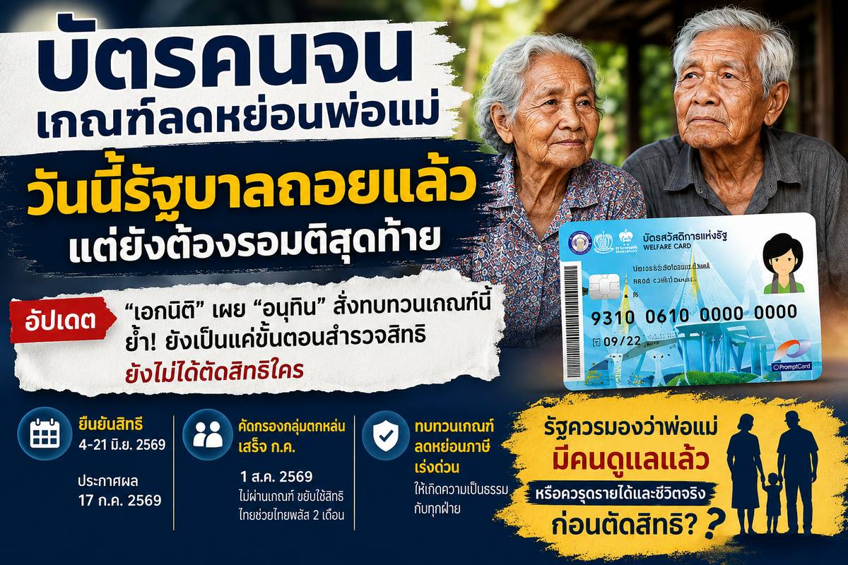 บัตรคนจนเกณฑ์ลดหย่อนพ่อแม่ วันนี้รัฐบาลถอยแล้ว แต่ยังต้องรอมติสุดท้าย