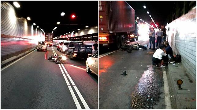 過港隧道日前發生死亡車禍，讓靈異傳說再度成為網路話題。圖 ／翻攝自臉書「聯結車 大貨車 大客車 拉拉隊照片影片資訊分享團」