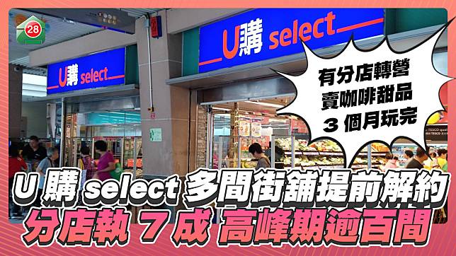 U購select多間街舖提前解約 分店減7成 高峰期逾百間