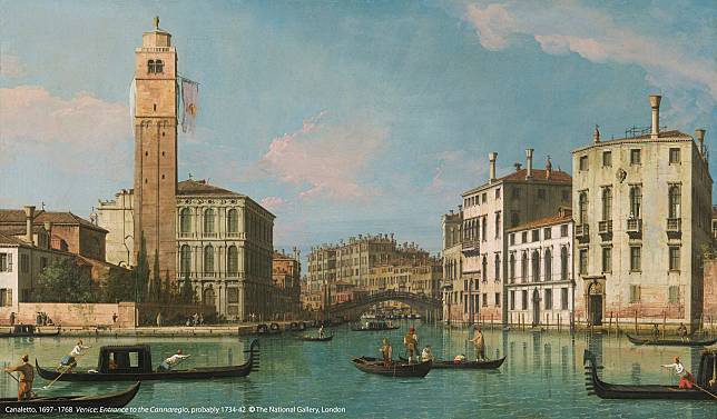 卡納萊托（1697-1768）作品〈威尼斯：卡納雷吉歐區入口〉，可能於 1734 – 1742 年創作｜圖片版權：英國國家藝廊