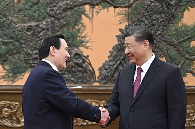 2024年4月10日，我國前總統馬英九和中國國家主席習近平在北京進行馬習二會。（AP）