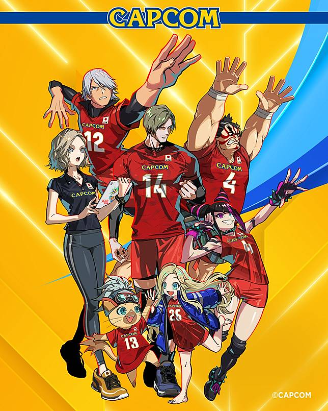 2026年度 カプコンバレーボール全力応援キャラクター集合イラスト