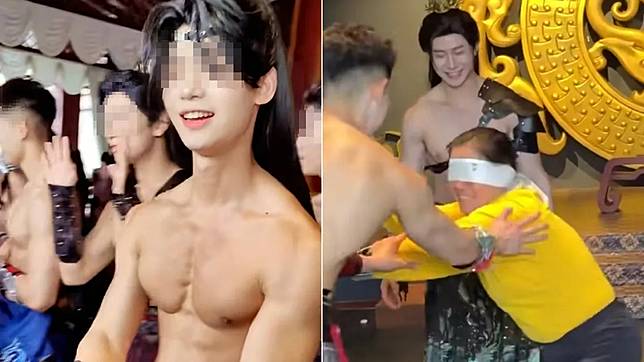 長沙方特東方神畫樂園的半裸猛男互動活動引發爭議。翻攝自《錢江晚報》