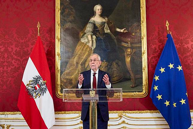 Austrian President Alexander Van der Bellen delivers a speech in Vienna, Austria, Jan. 5, 2025. (Photo by Georges Schneider/Xinhua)