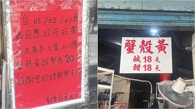 萬華知名蟹殼黃宣布漲價。翻攝自我是萬華人臉書社團