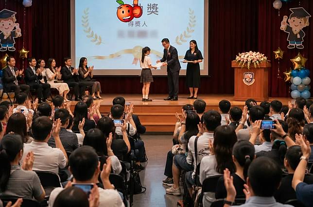 台北某知名私立小學畢典上，一名學生因領這獎項，受到全場歡呼。AI示意生成圖