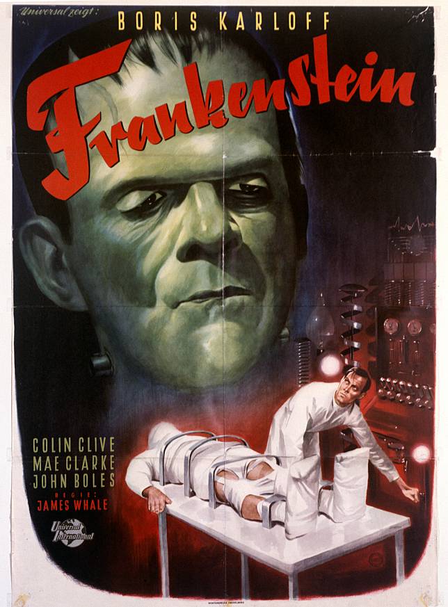 圖為1931年恐怖電影《科學怪人》的原版海報，由英國導演詹姆斯惠爾（James Whale）執導。 Newscom / 達志影像