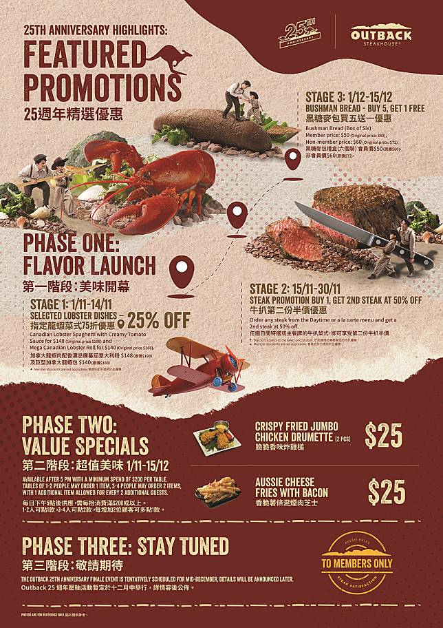 Celebratory promotions for Outback Steakhouse's 25th Anniversary in Hong Kong