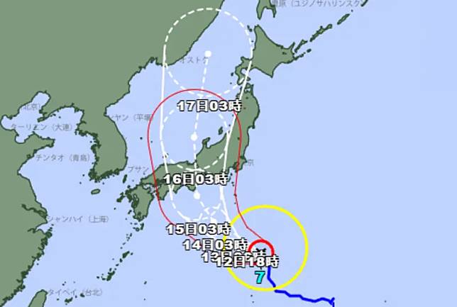 ▲蘭恩颱風預計將在盂蘭盆節假期時登陸日本、貫穿本州。（圖／擷取自日本氣象廳）