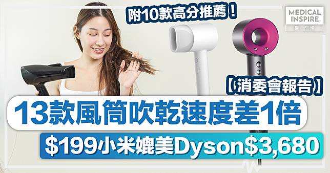 消委會風筒丨13款風筒吹乾速度差1倍、$199小米媲美Dyson$3,680