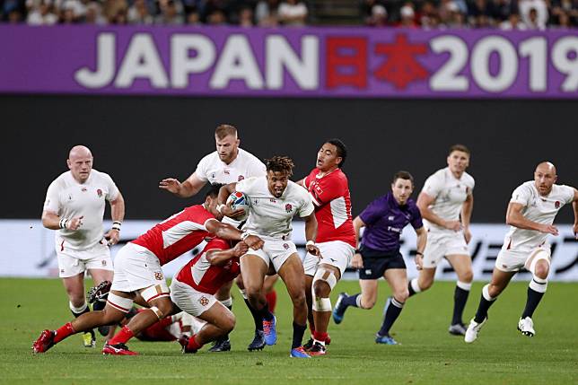 England’s Anthony Watson in action during their opening win against Tonga. Photo: Reuters