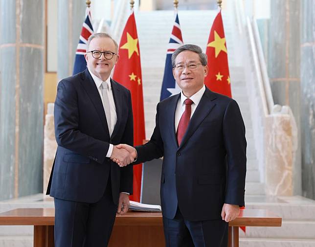 Chinese Premier Li Qiang and Australian Prime Minister Anthony Albanese hold the ninth China-Australia Annual Leaders' Meeting in Canberra, Australia, June 17, 2024. (Xinhua/Wang Ye)