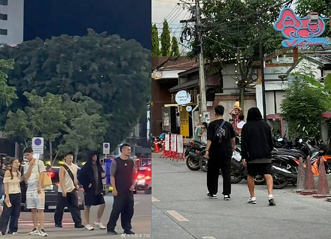周杰倫不僅全程陪飛，還現身清邁陪老婆錄影，並在街上被網友巧遇。（微博圖片）