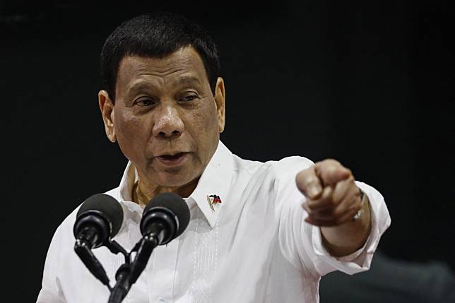 Philippine President Rodrigo Duterte delivers a speech in Quezon City, east of Manila, in July. Photo: EPA-EFE