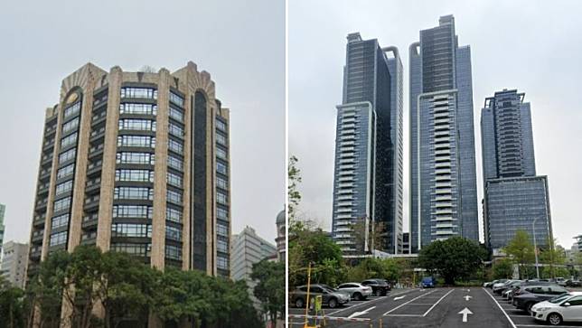 黃國昌指出，有公司以員工宿舍的名義，購買文華苑（左圖）、西華富邦（右圖）等豪宅。翻攝Google Map