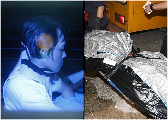 李家輝(左)用菜刀劈死母親(右)後從16樓的家中跳樓自殺，惟他最終奇迹地生還。