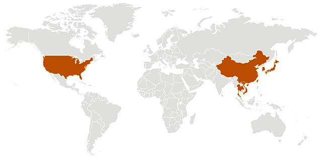 新型冠狀病毒感染的肺炎確診病例約至少639起，範圍更擴散至中國28省市，除中國外，香港、澳門到台灣、日本、韓國、美國、新加坡、沙烏地阿拉伯、泰國、都有確診病例。   圖：翻攝自美國疾病管制暨預防中心官網