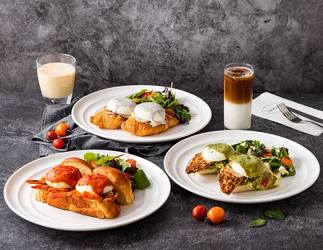 紐約早餐女王Sarabeth's四月推出台灣獨家三款限定口味：紅蕃茄辣蝦班尼迪克蛋、綠香芹嫩雞班尼迪克蛋、黑松露野菇班尼迪克蛋，一秒征服早午餐控的心。（圖片提供／Sarabeth's）