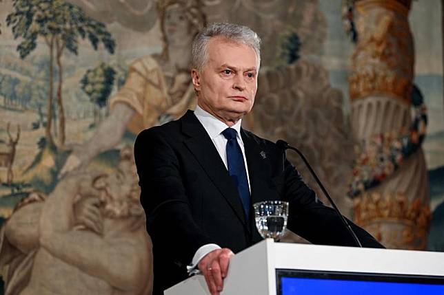 Lithuanian incumbent President Gitanas Nauseda attends a press conference in Vilnius, Lithuania, May 13, 2024. (Photo by Alfredas Pliadis/Xinhua)