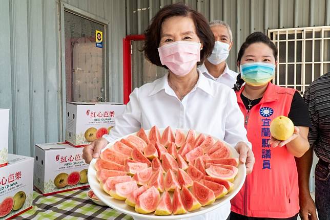 宜蘭縣長林姿妙推薦全台最正宗「吃軟不吃硬」的紅心芭樂。（宜蘭縣政府提供）