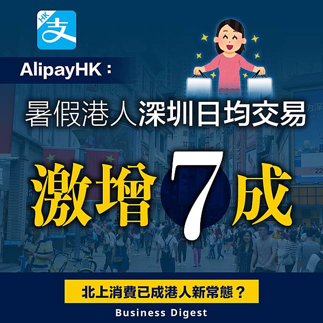 【北上消費】AlipayHK：暑假港人深圳日均交易激增7成