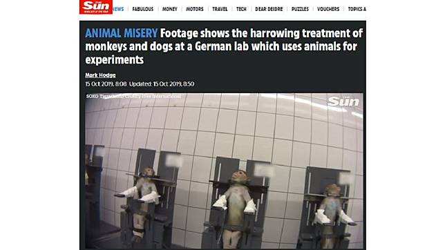 德國漢堡近郊的LPT實驗室，近日被爆出涉嫌實驗過程虐待動物。圖／翻攝自THE SUN網站