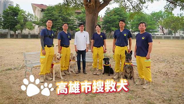 國際搜救犬日，陳其邁到馴養中心陪狗狗們訓練。圖／台視新聞
