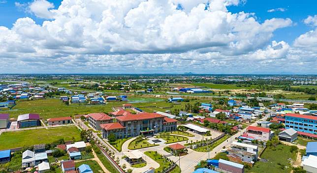 An aerial drone photo taken on Sept. 25, 2024 shows the headquarters of the Phnom Penh-Sihanoukville Expressway in Phnom Penh, Cambodia. (Cambodian PPSHV Expressway Co., Ltd./Handout via Xinhua)