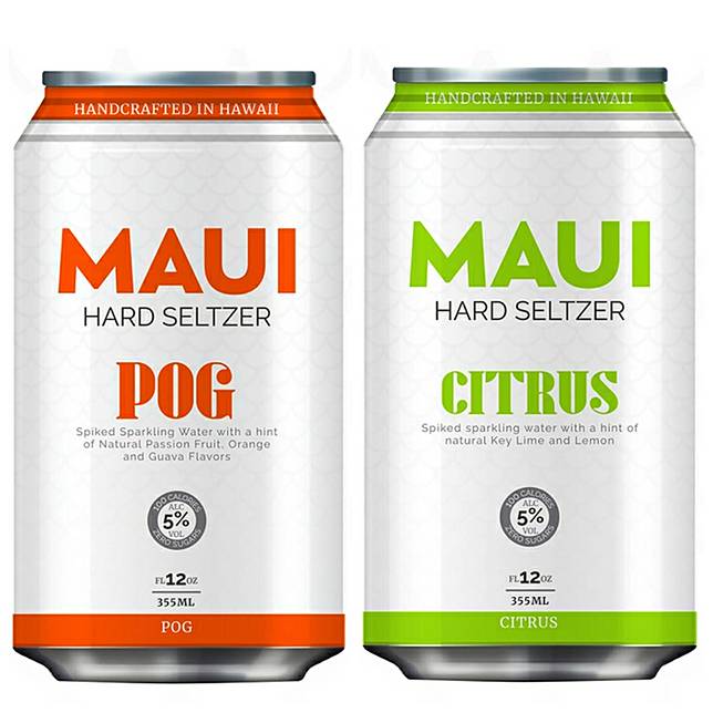  7-ELEVEN引進「夏威夷MAUI氣泡酒飲」(355ml)共有柑橘風味(左)及熱帶水果風味(右)兩款，即日起~7/27「7-ELEVEN國際精品博覽會」任選買2送1。(圖片提供/7-ELEVEN)