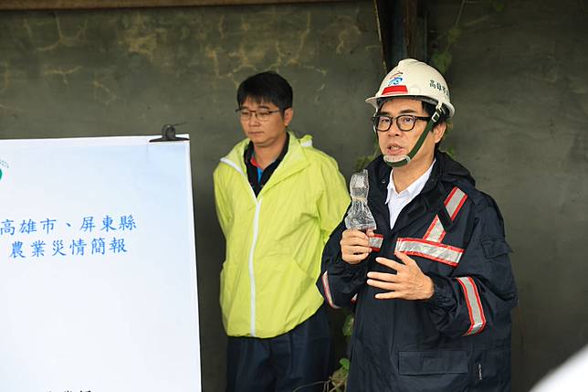 陳其邁認為，凱米颱風帶來大雨，高雄市內滯洪池與相關區域排水設計已達飽和點。高雄市政府提供