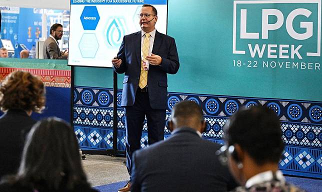 People attend a meeting during the LPG Week 2024 in Cape Town, South Africa, on Nov. 20, 2024. (Photo by Xabiso Mkhabela/Xinhua)