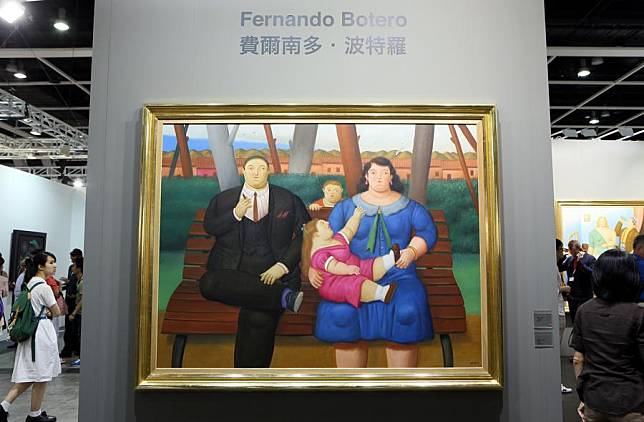 An art work by Colombian artist Fernando Botero is on show during the second Art Basel in Hong Kong, south China, May 16, 2014. (Xinhua/Li Peng)