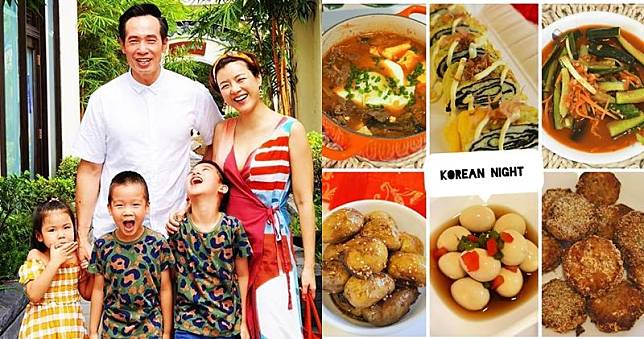 陳茵媺透過韓式美食，教導子女韓國的文化。（陳茵媺Instagram圖片 / 明報製圖）