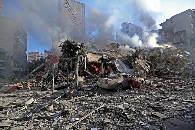 This photo shows damages caused by Israeli airstrikes in Beirut, Lebanon, on Oct. 3, 2024. Since Sept. 23, the Israeli army has been launching an unprecedented, intensive air attack on Lebanon in a dangerous escalation with Hezbollah. (Xinhua/Bilal Jawich)