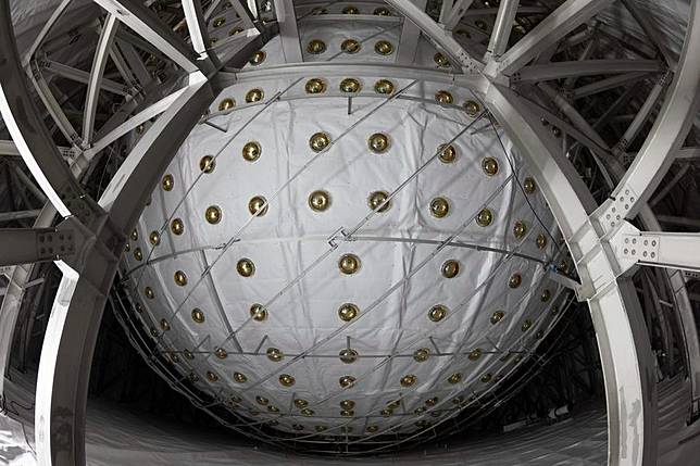 This photo taken on Dec. 17, 2024 shows the central detector of the Jiangmen Underground Neutrino Observatory (JUNO) in Jiangmen, south China's Guangdong Province. (Xinhua/Jin Liwang)