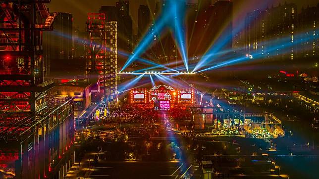 An aerial drone photo taken on May 4, 2024 shows a scene at an original music festival held in Shijiazhuang, north China's Hebei Province. (Xinhua)