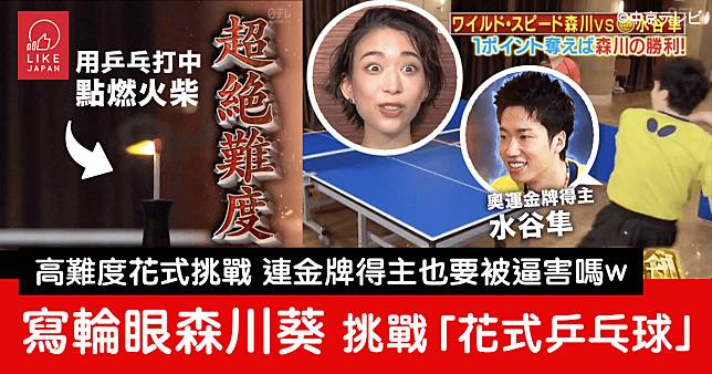 寫輪眼森川葵 挑戰花式乒乓球：連奧運金牌選手也要受害了！？挑戰水谷隼