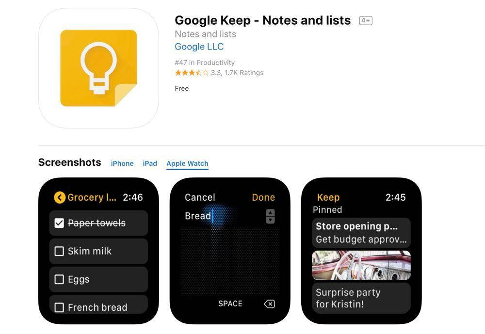 app Google Keep Apple Watch LINE TODAY