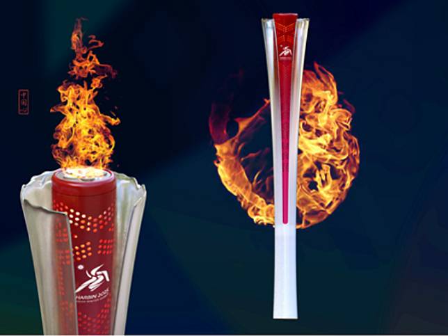 This picture shows the torch for the 9th Asian Winter Games in Harbin, capital of northeast China's Heilongjiang Province. (Organizing Committee of the 9th Asian Winter Games/Handout via Xinhua)