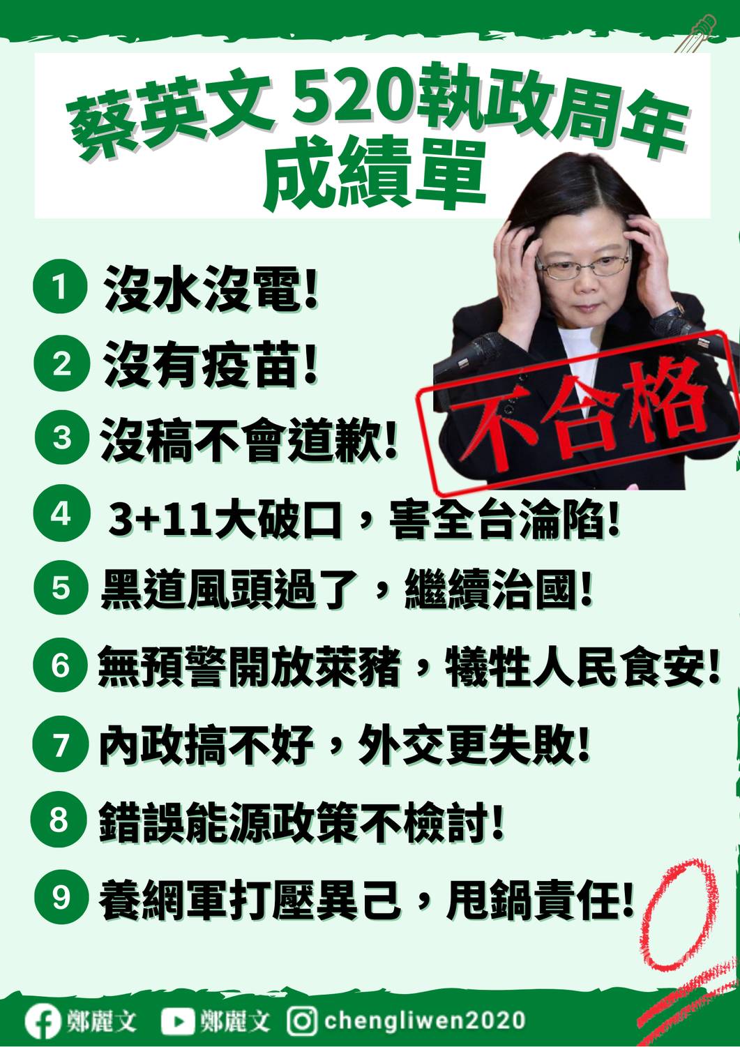 520整理蔡英文9大「黑成績單」 鄭麗文: 還沒從「千杯」宿醉中醒來？ | 新頭殼| LINE TODAY