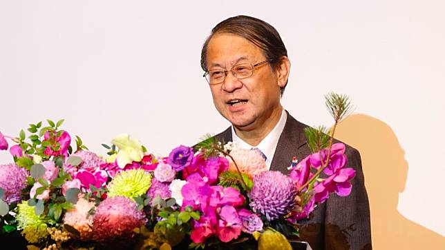 日本台灣交流協會台北事務所代表泉裕泰離任酒會致詞。廖瑞祥攝
