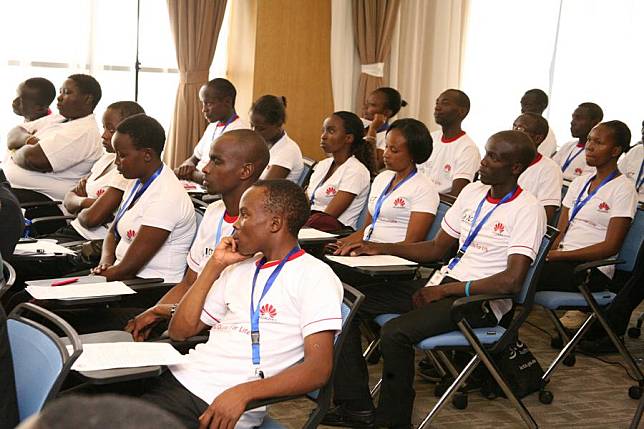 Graduands follow proceedings during the Huawei Digital Skills for Life's Program Graduation in Nairobi, capital of Kenya, April 26, 2017. (Xinhua/Charles Onyango)