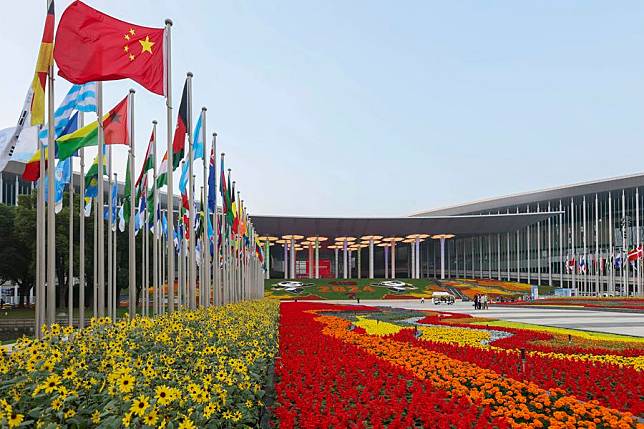 This photo shows a view of the National Exhibition and Convention Center (Shanghai), the main venue for the 7th China International Import Expo (CIIE), in east China's Shanghai, Nov. 4, 2024. (Xinhua/Wang Xiang)