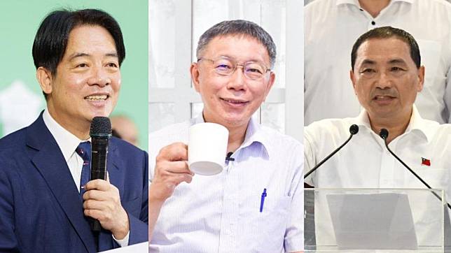 民進黨參選人賴清德；民眾黨參選人柯文哲；國民黨參選人侯友宜。（圖／賴清德辦公室提供、翻攝自柯文哲臉書、TVBS資料照）