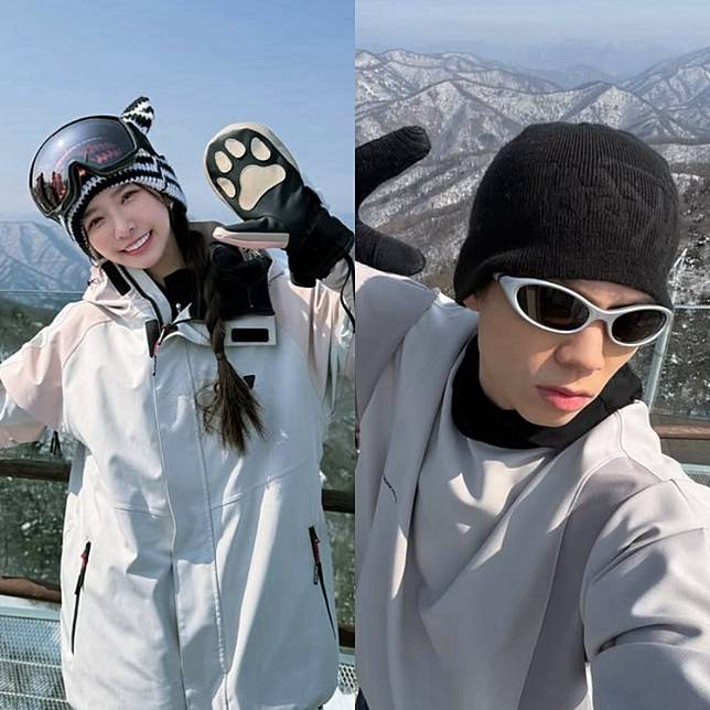 有網友發現，近期兩人都恰好在社群平台曬出去韓國滑雪的照片。   圖：翻攝自禾羽、派偉俊IG