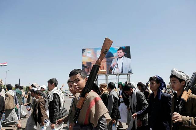 Houthi followers take part in the parade to commemorate the tenth anniversary of the group's seizure of the capital Sanaa at Al Sabeen Square in Sanaa, Yemen, Sept. 21, 2024. (Photo by Mohammed Mohammed/Xinhua)