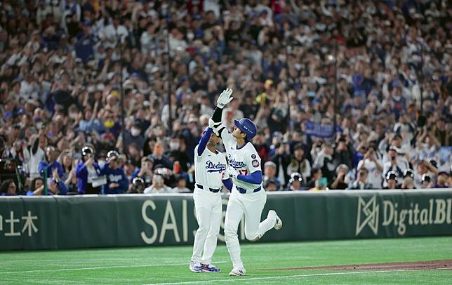 大谷翔平東京巨蛋開轟。達志影像