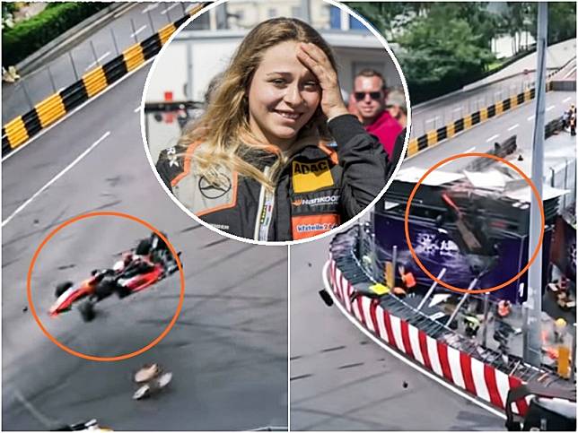 德國17歲女車手佛羅絲 失事一刻。影片截圖