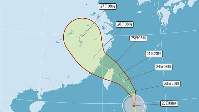 中颱「凱米」進逼，活動、交通異動懶人包一次看。圖／翻攝自中央氣象署