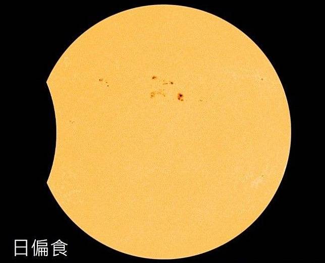 4月20日台灣可看到罕見的「複合日食」-日偏食天文現象。（台北天文館提供）